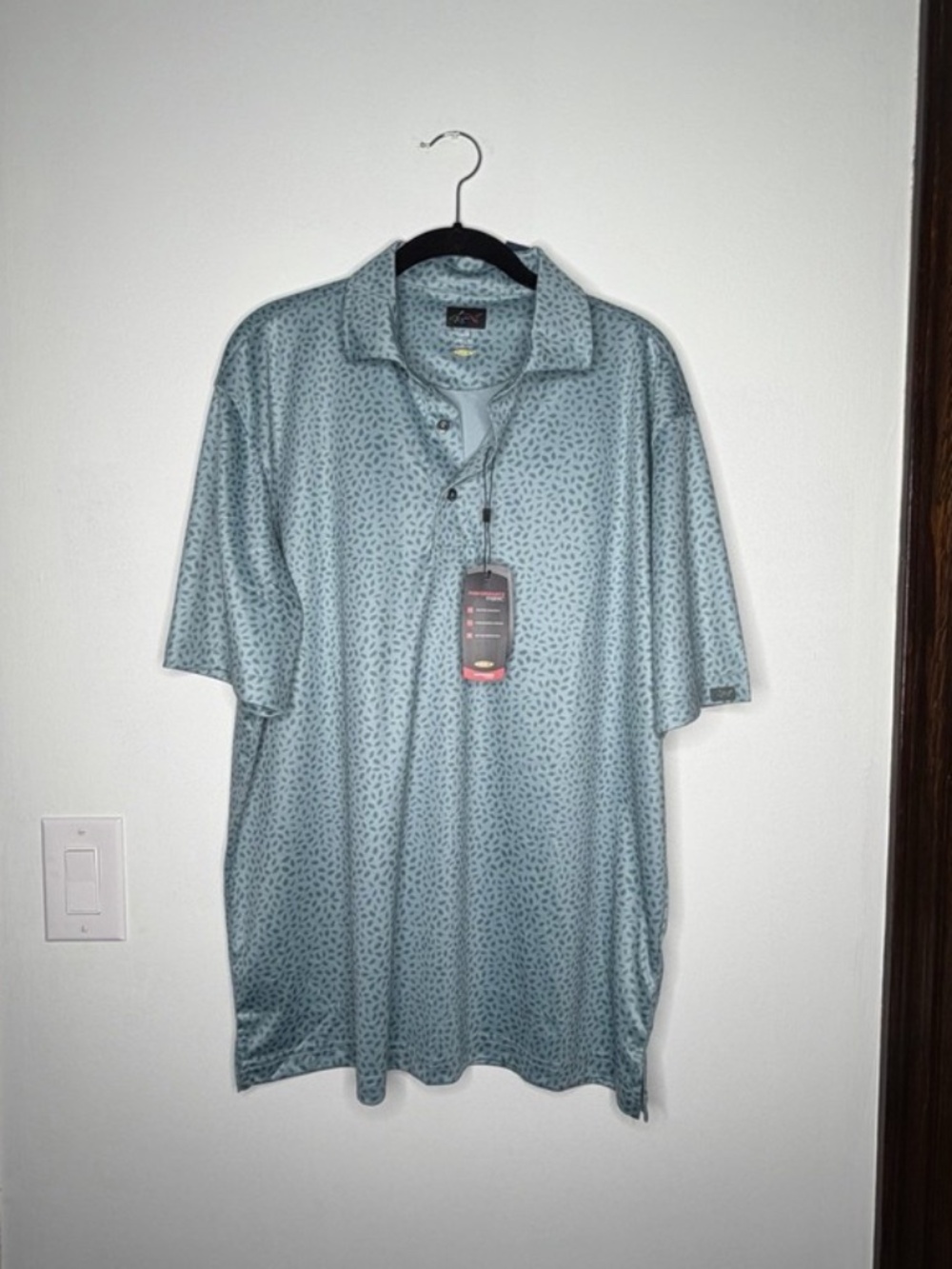 Greg Norman Play Dry Mens Polo Short Sleeve Shirt Golf Blue Classic Sz Large NEW